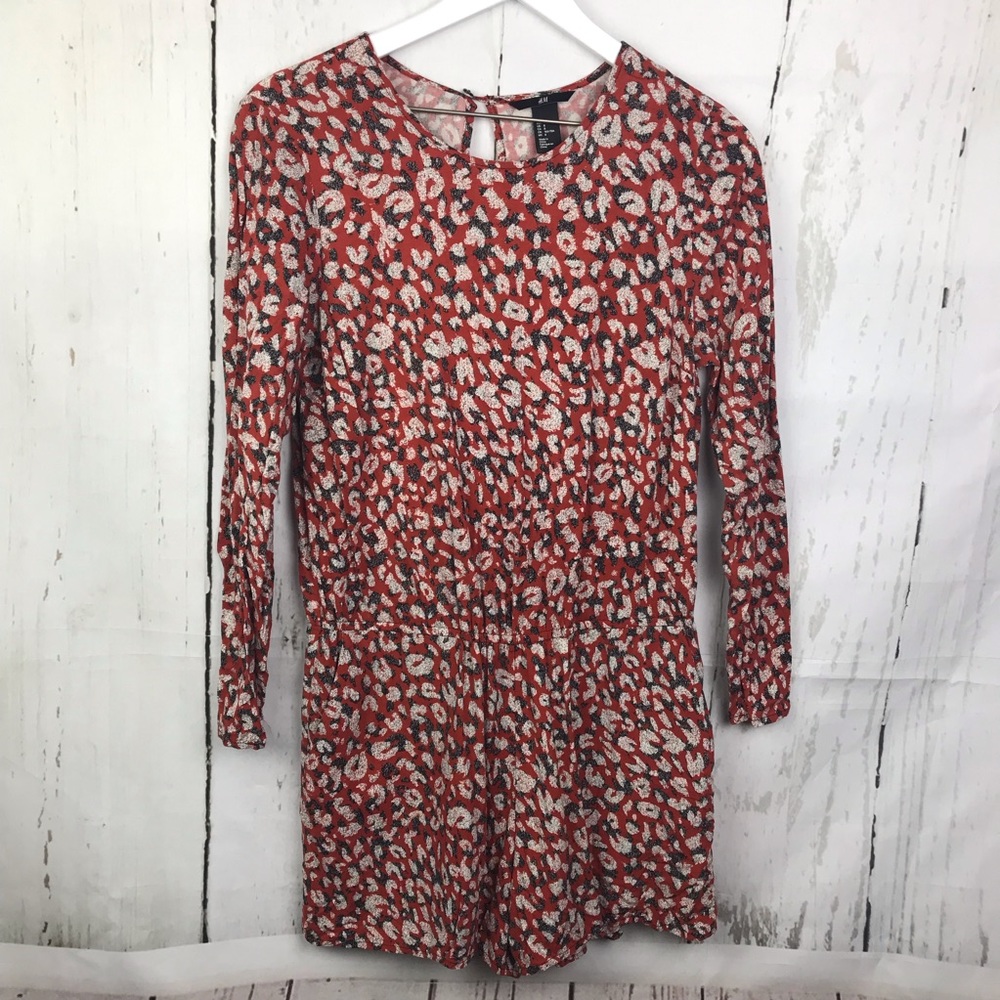 H&M Long Sleeve Floral Romper Women Sz 8